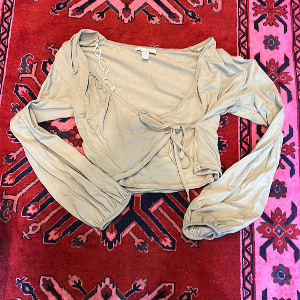 Sage green wrap top